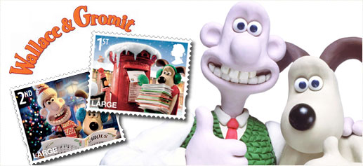 Sellos Navideños de Wallace and Gromit de la Royal Mail